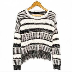Minkpink |Sunday Frills Black White Fringe Sweater